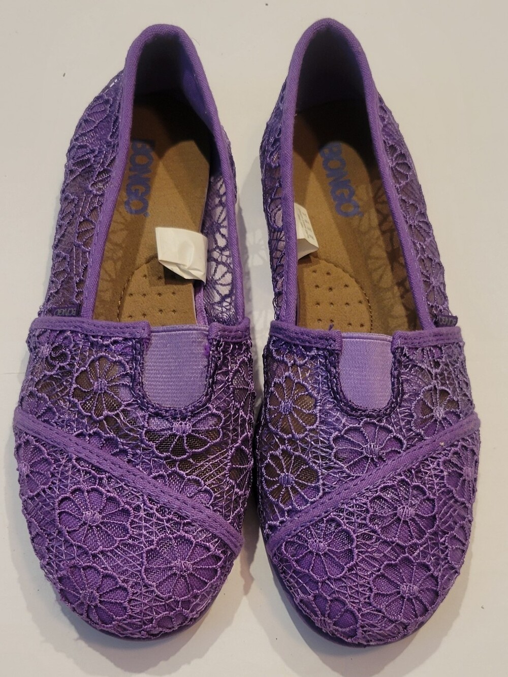 BONGO Women's Purple Floral Lace Slip-Ons Worn Once On Easter